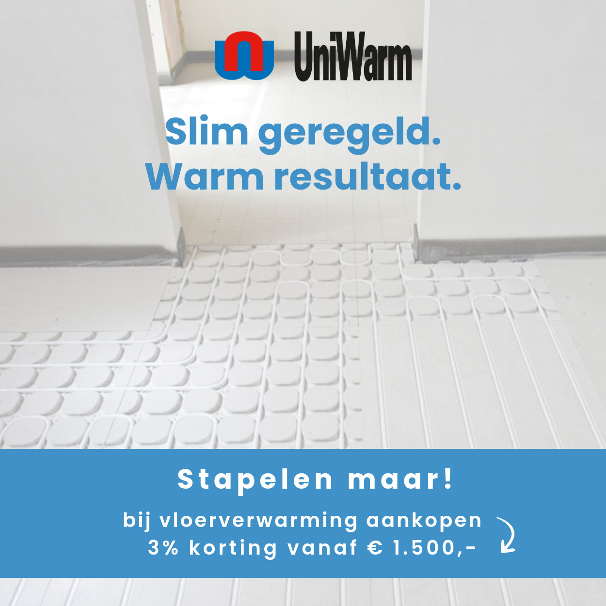 Package-Deal D1: Vloerverwarming op Noppenplaten met 11mm isolatie
